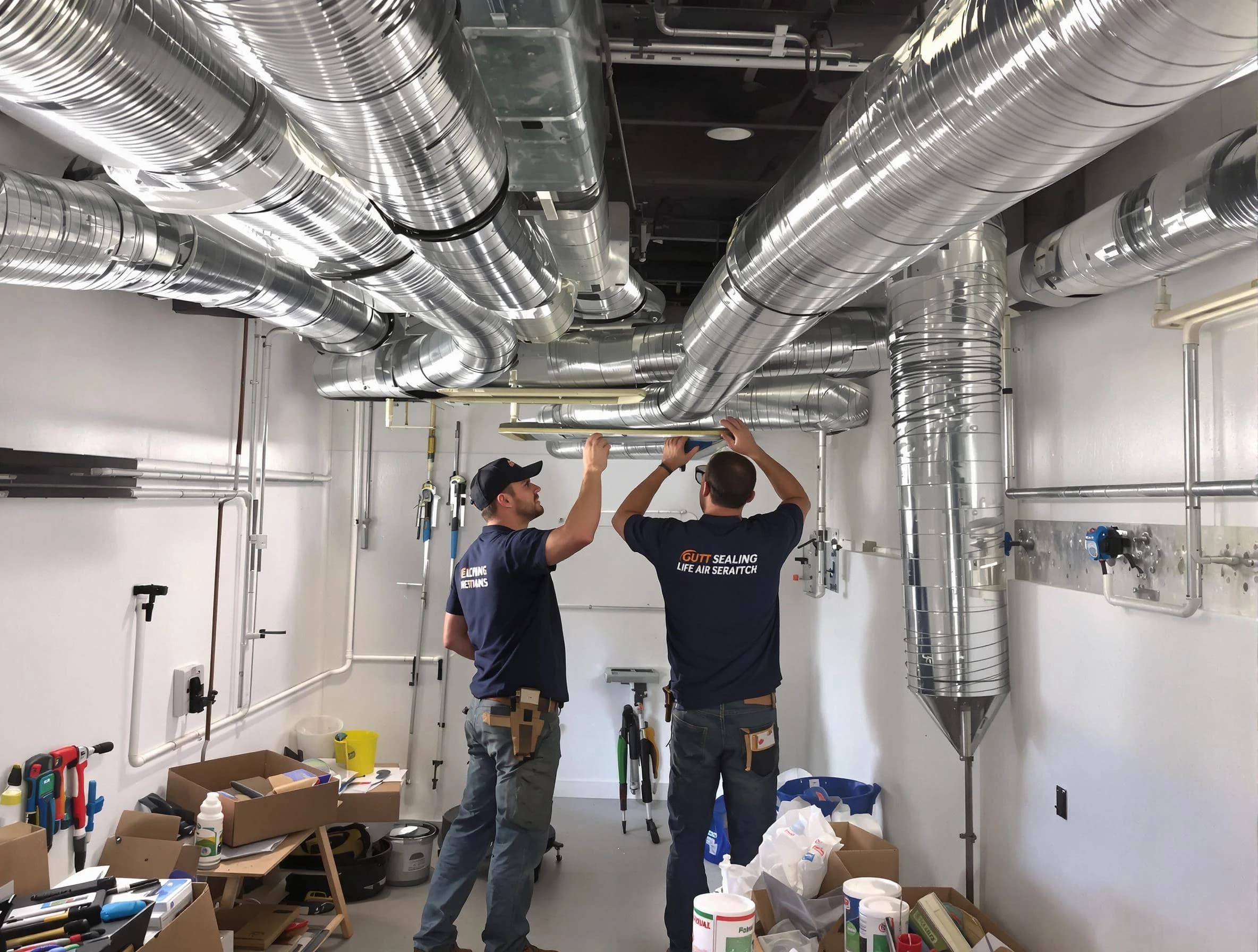 Fayetteville Air Duct Cleaning technician applying professional duct sealing solutions in Fayetteville