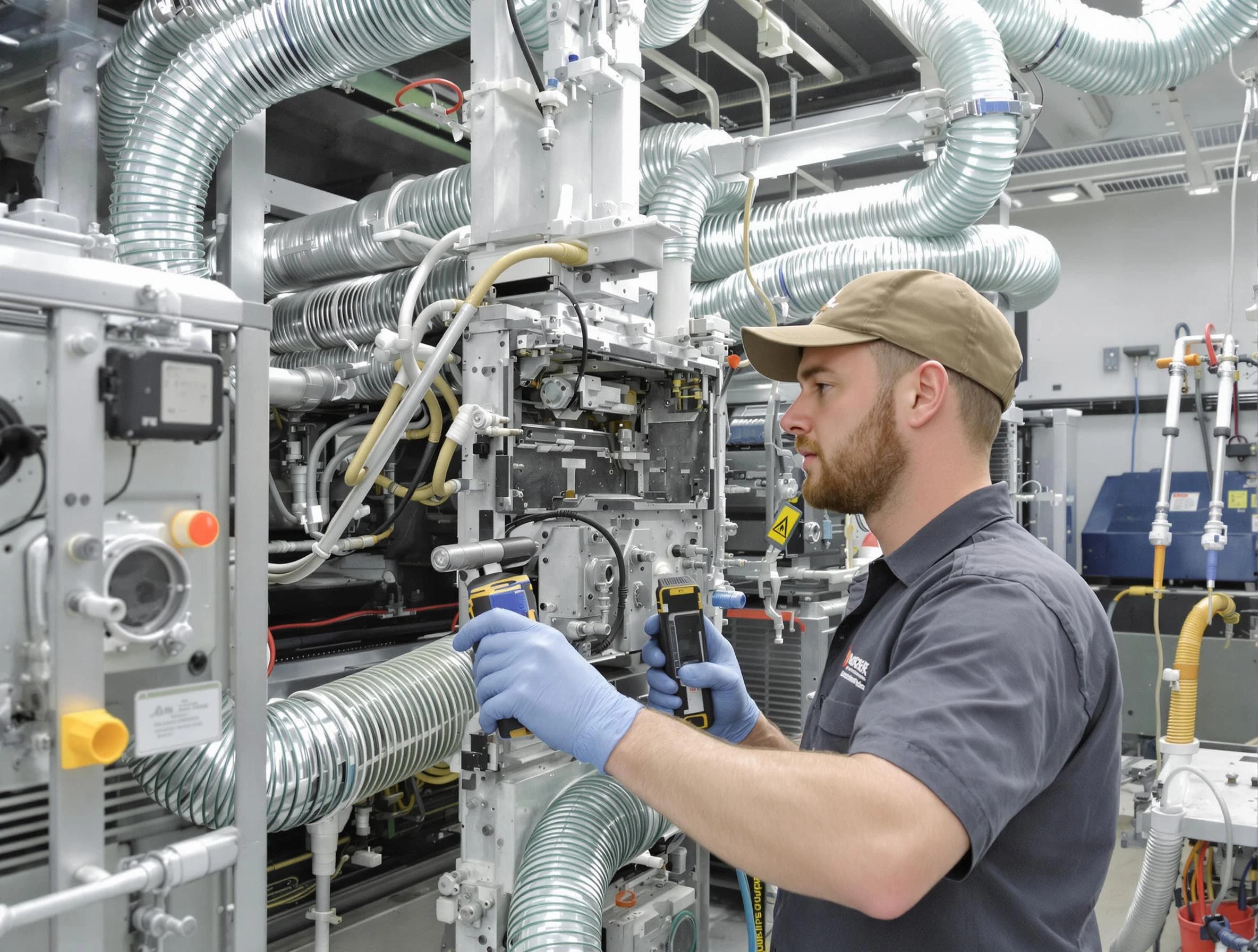 Fayetteville Air Duct Cleaning technician performing precision commercial coil cleaning at a business facility in Fayetteville