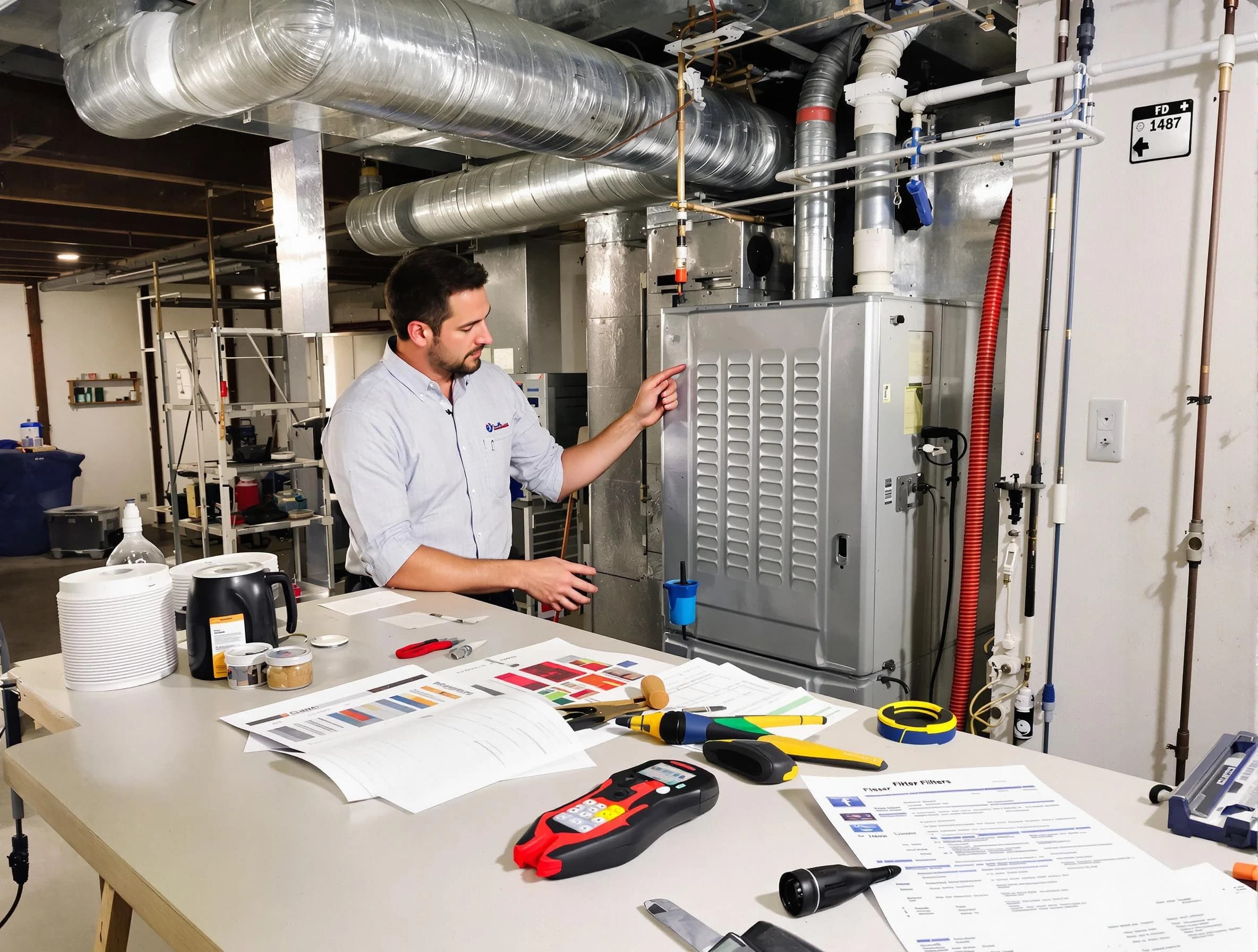 Fayetteville Air Duct Cleaning inspector conducting detailed filter system evaluation using professional diagnostic tools in Fayetteville