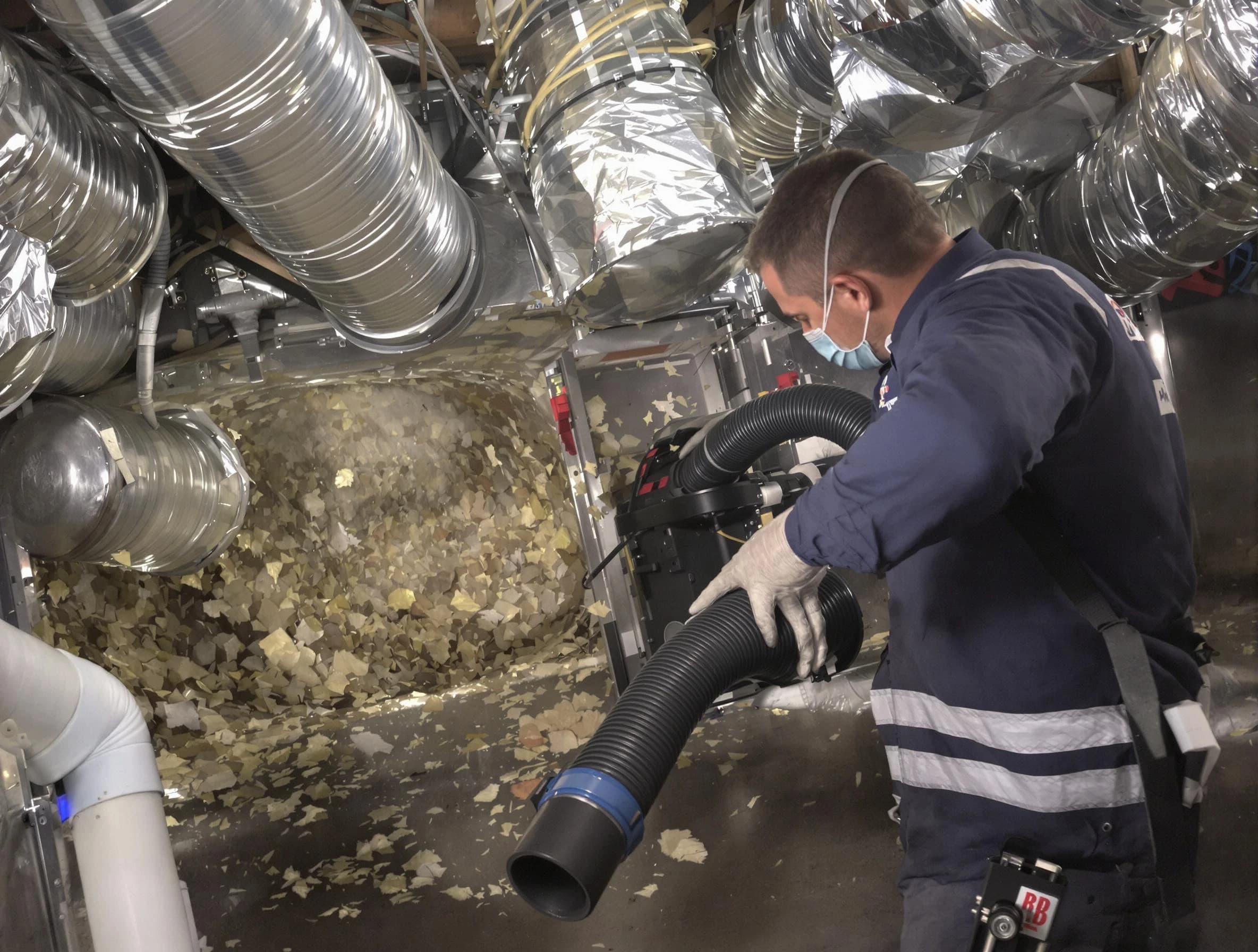 Fayetteville Air Duct Cleaning specialist operating negative pressure cleaning equipment for thorough duct maintenance in Fayetteville