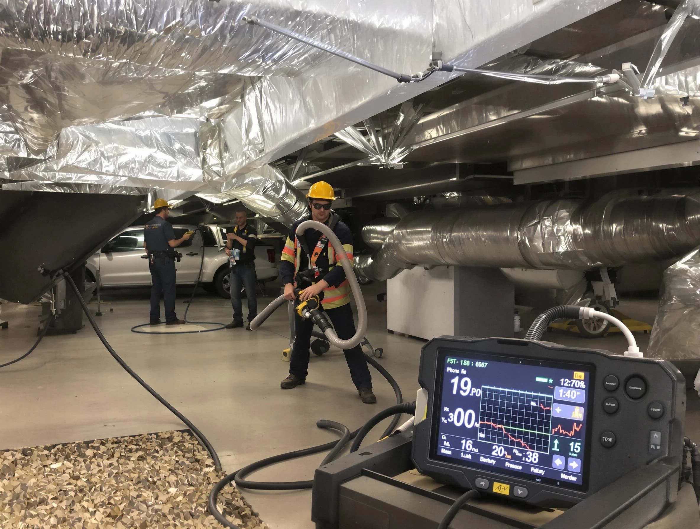 Professional negative pressure duct cleaning by Fayetteville Air Duct Cleaning in Fayetteville