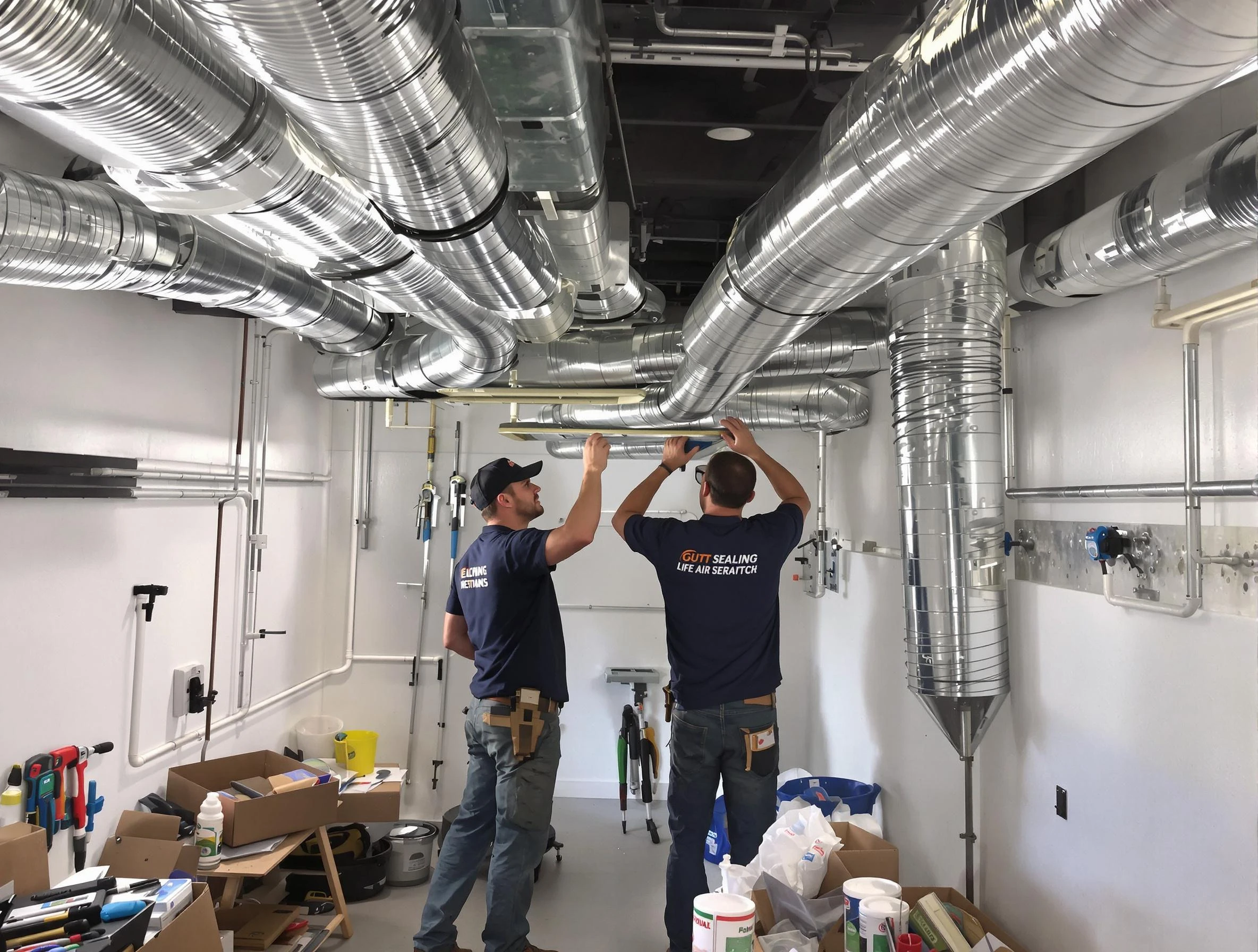 Fayetteville Air Duct Cleaning technician applying professional duct sealing solutions in Fayetteville